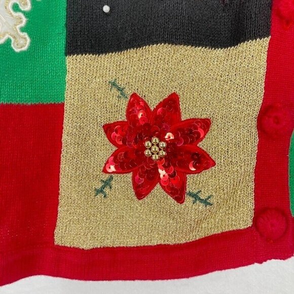 KB & Company Christmas Sweater with Sequins And Beading Cardigan Size 3XL - Picture 2 of 8